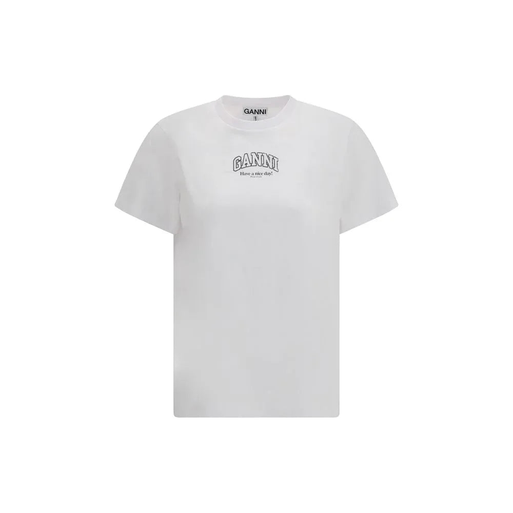 Ganni White Cotton T-Shirt - Zeiniez
