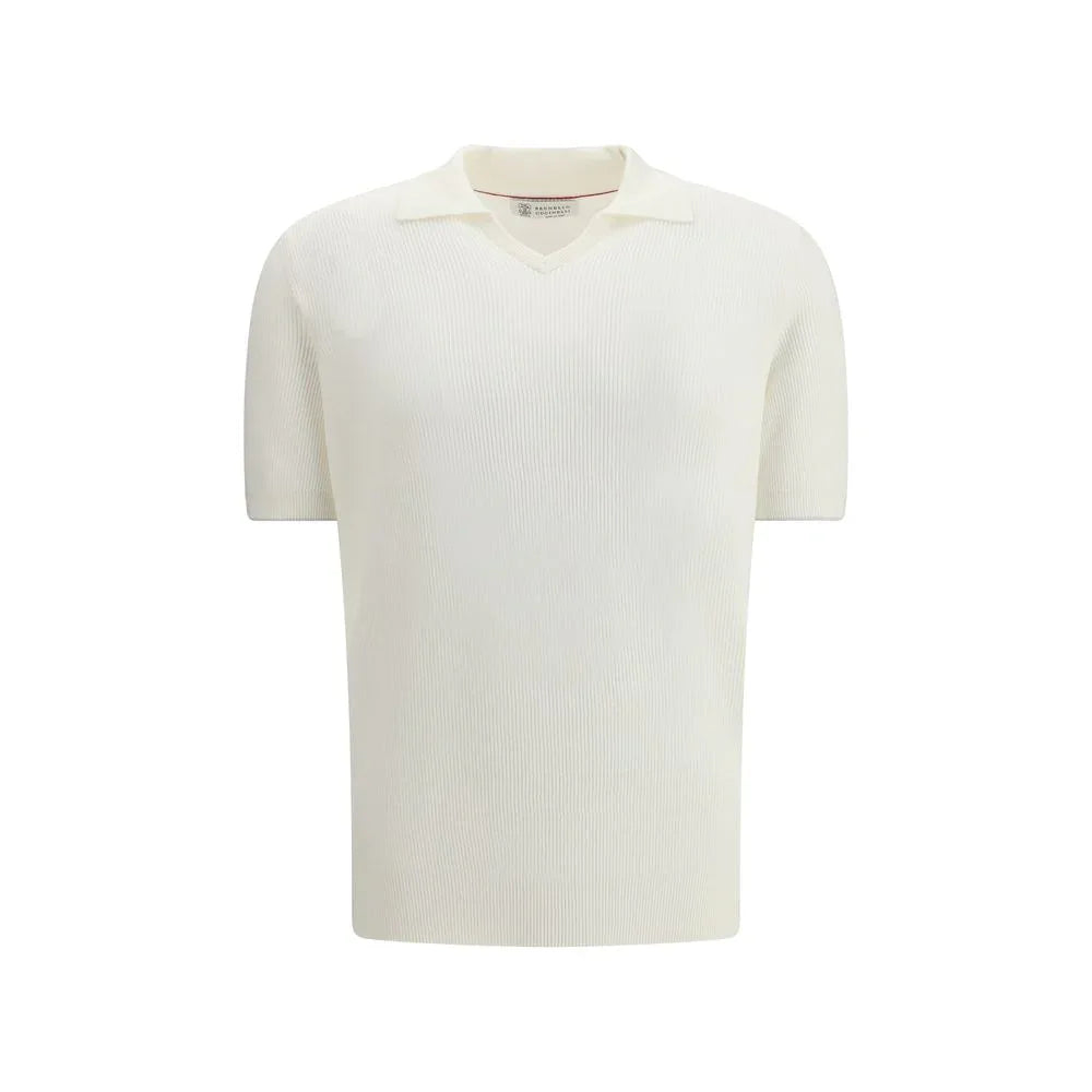 Brunello Cucinelli White Cotton Polo Shirt - Zeiniez