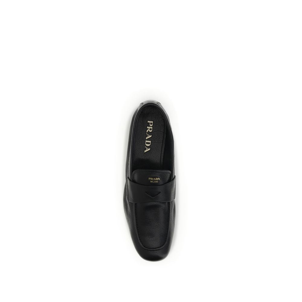 Prada Black Calf Leather Bos Taurus Slip-On Loafers - Zeiniez