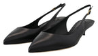 Dolce & Gabbana Black Leather Slingbacks Heels Pumps Shoes - Zeiniez