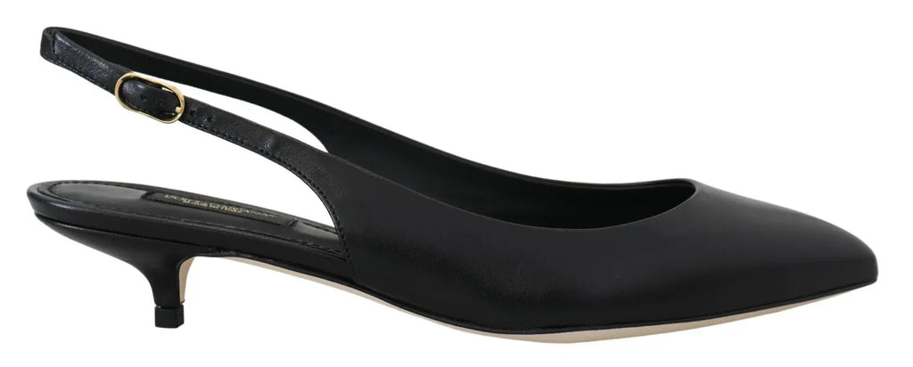 Dolce & Gabbana Black Leather Slingbacks Heels Pumps Shoes - Zeiniez