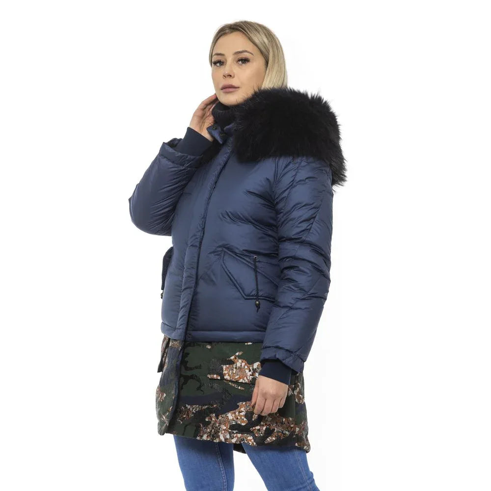 Mr&Mrs Italy Blue Poly Parka with Hood for Women - Zeiniez
