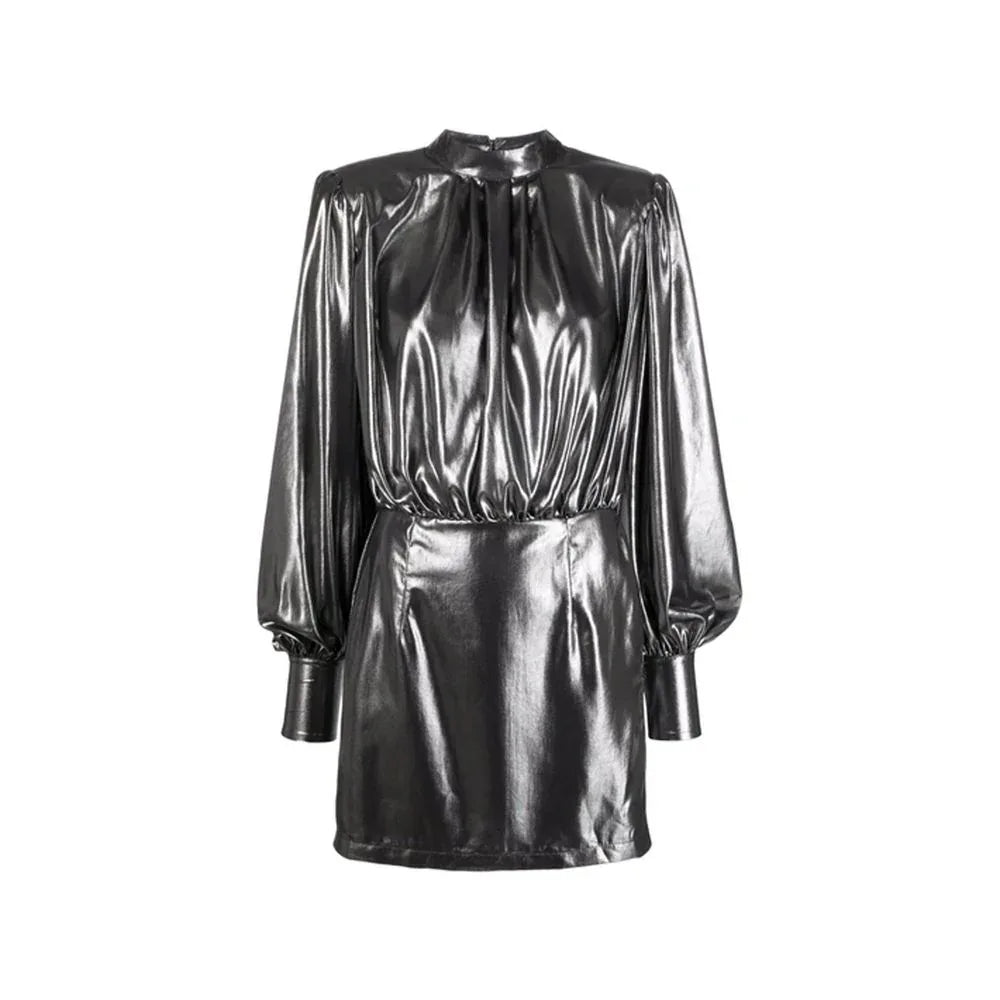 BLANCA VITA Silver Polyester Cocktail Dress - Zeiniez