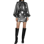 BLANCA VITA Silver Polyester Cocktail Dress - Zeiniez