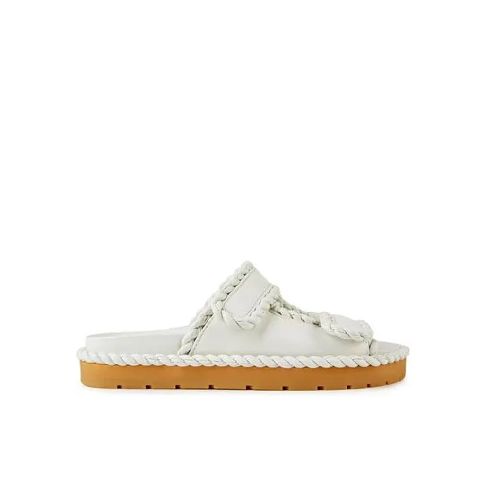 Bottega Veneta White Lamb Leather Sandals - Zeiniez