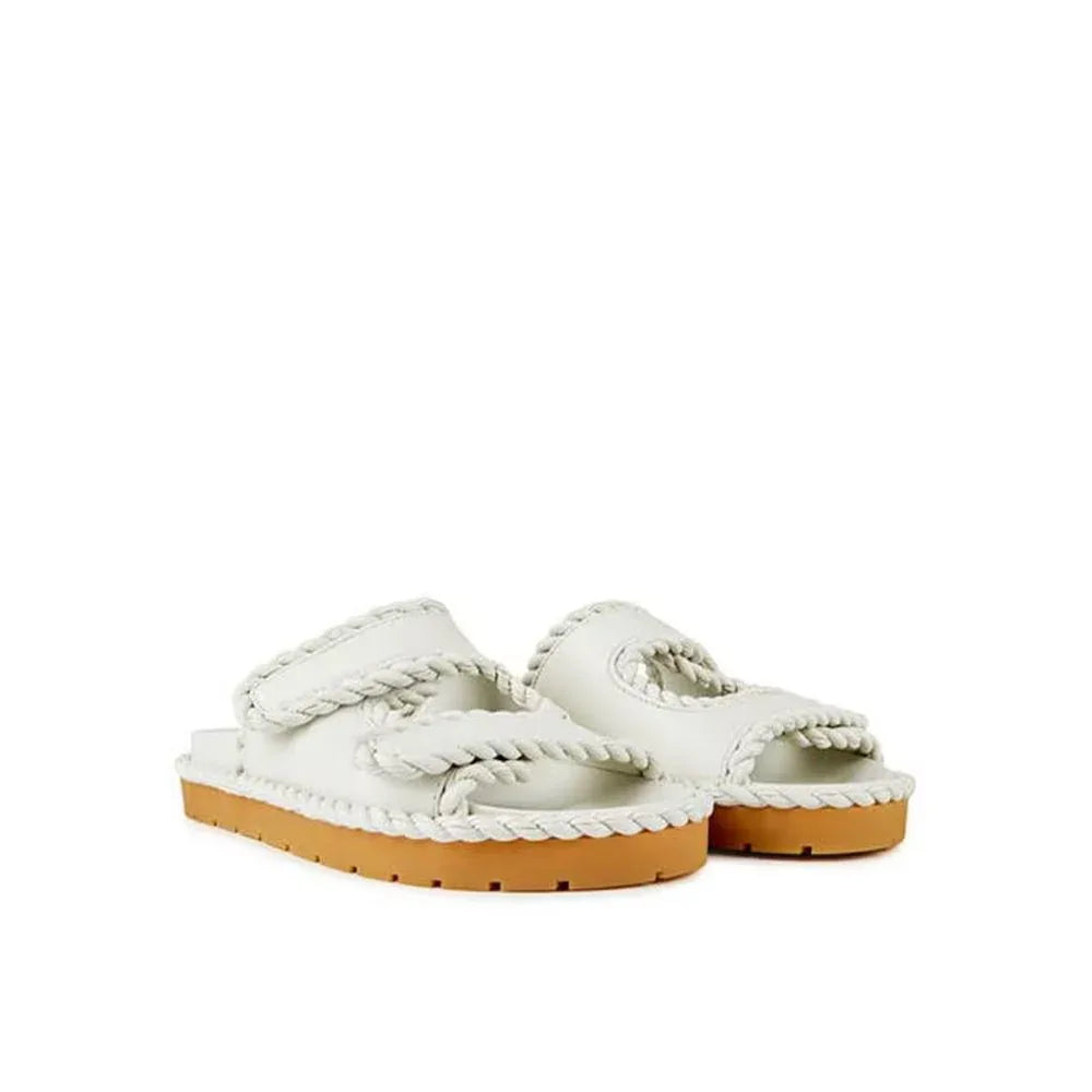 Bottega Veneta White Lamb Leather Sandals - Zeiniez