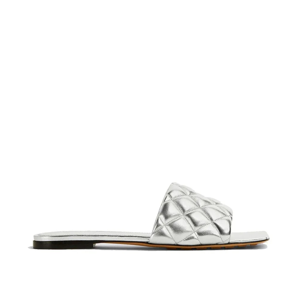 Bottega Veneta Silver Calfskin Sandals - Zeiniez