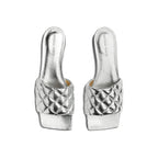 Bottega Veneta Silver Calfskin Sandals - Zeiniez