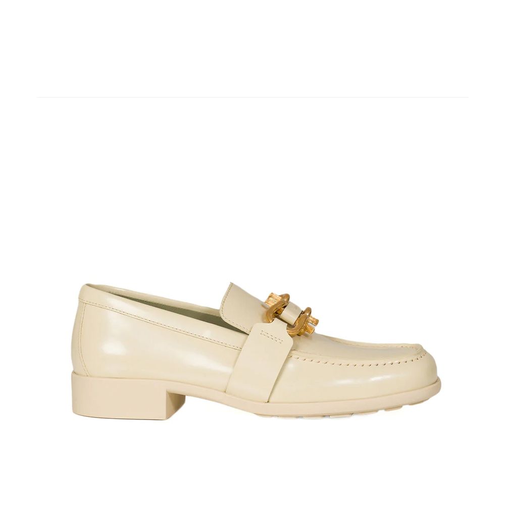 Bottega Veneta White Calfskin Slip-On Loafers - Zeiniez