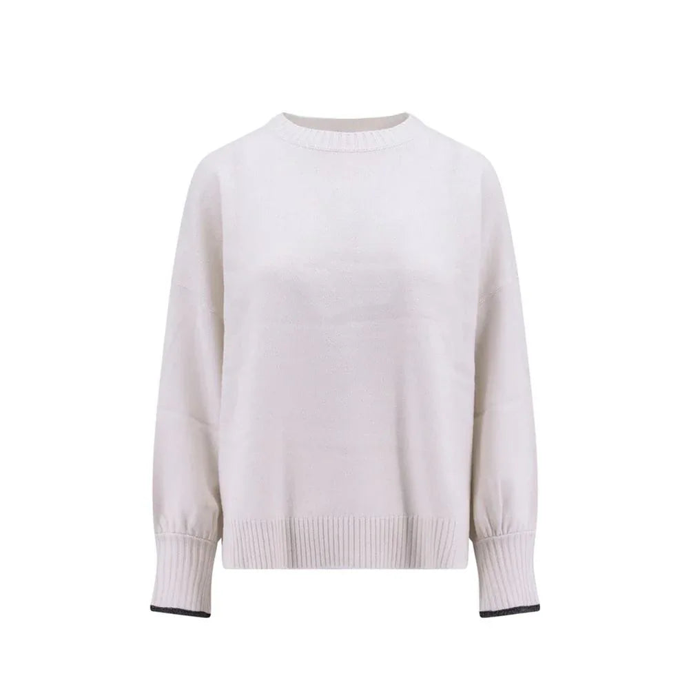 Brunello Cucinelli White Cashmere Sweater - Zeiniez