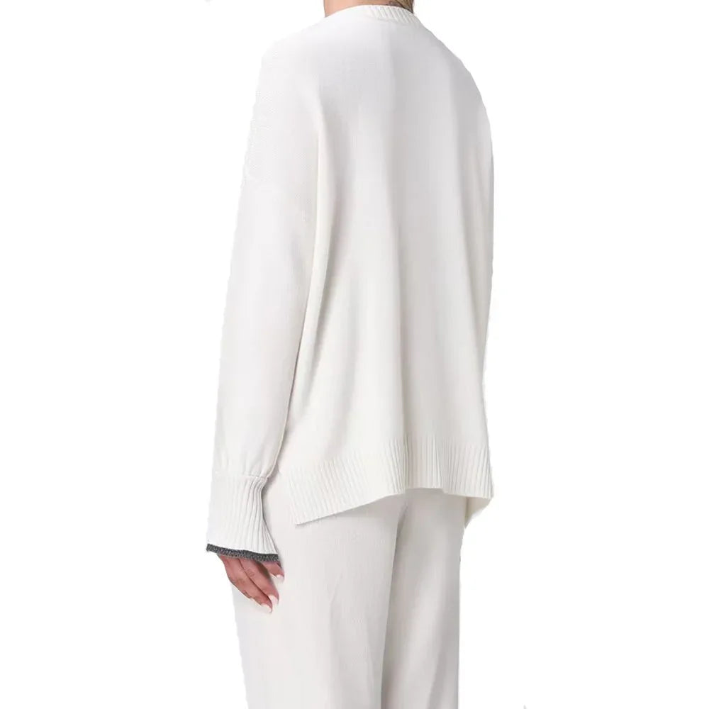Brunello Cucinelli White Cashmere Sweater - Zeiniez