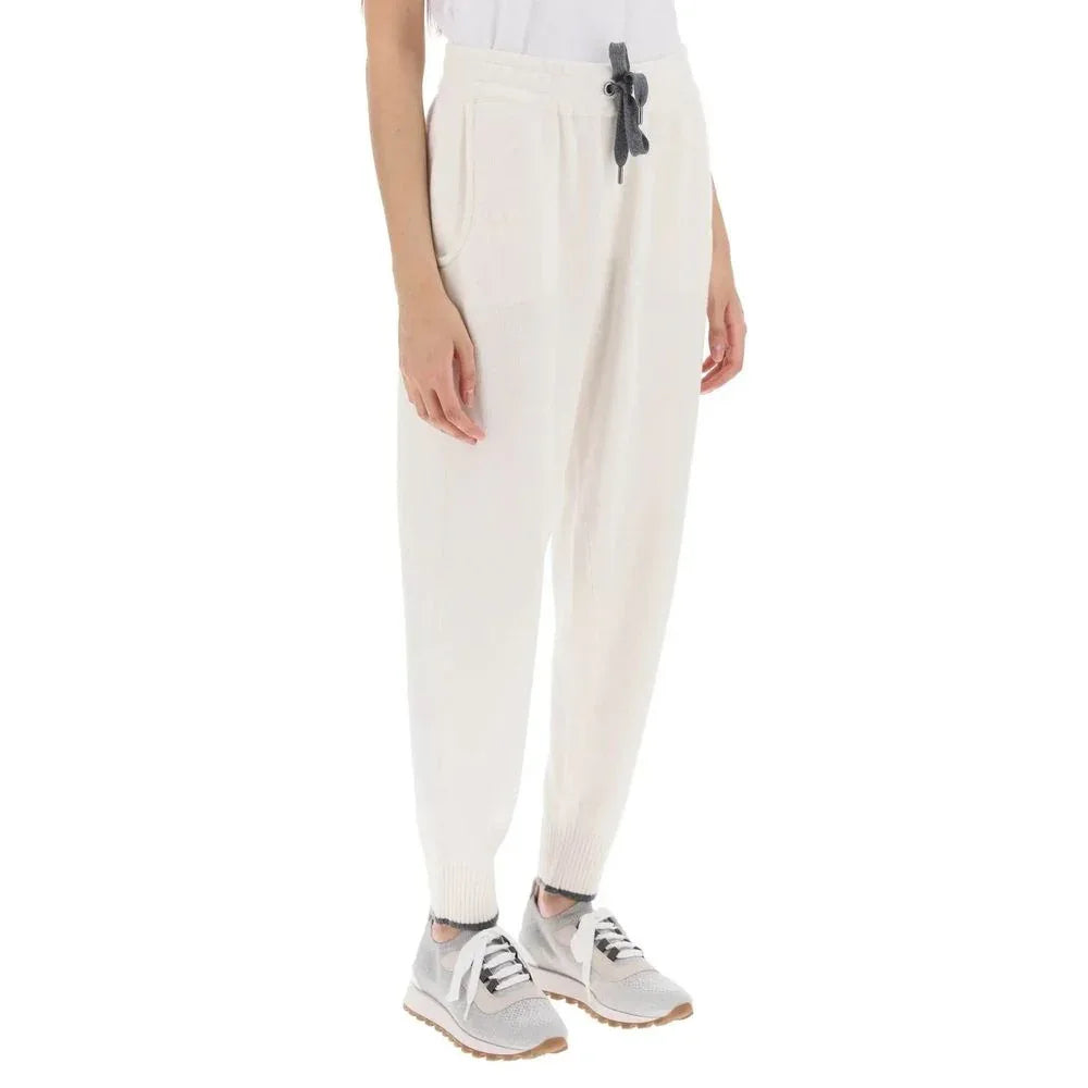 Brunello Cucinelli White Cashmere Casual Pants - Zeiniez
