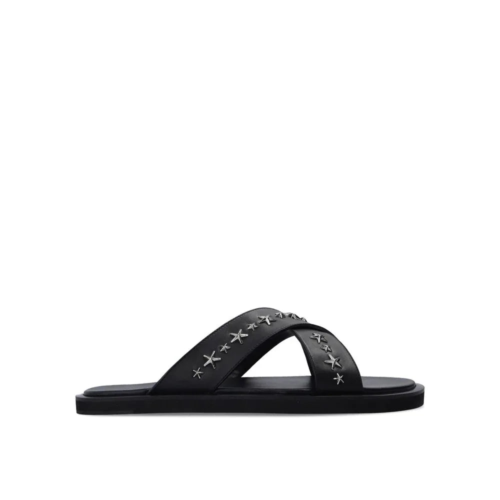 Jimmy Choo Black Calfskin Strap-On Sandals - Zeiniez