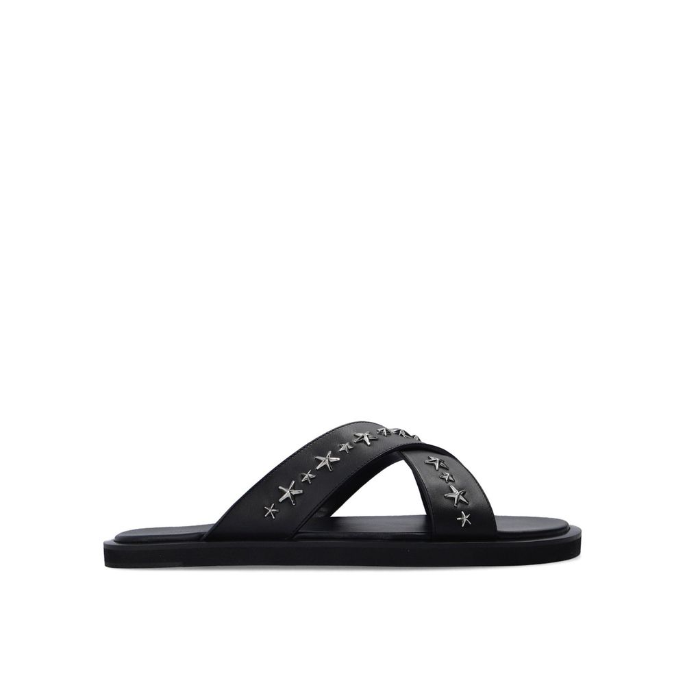 Jimmy Choo Black Calfskin Flat Sandals - Zeiniez