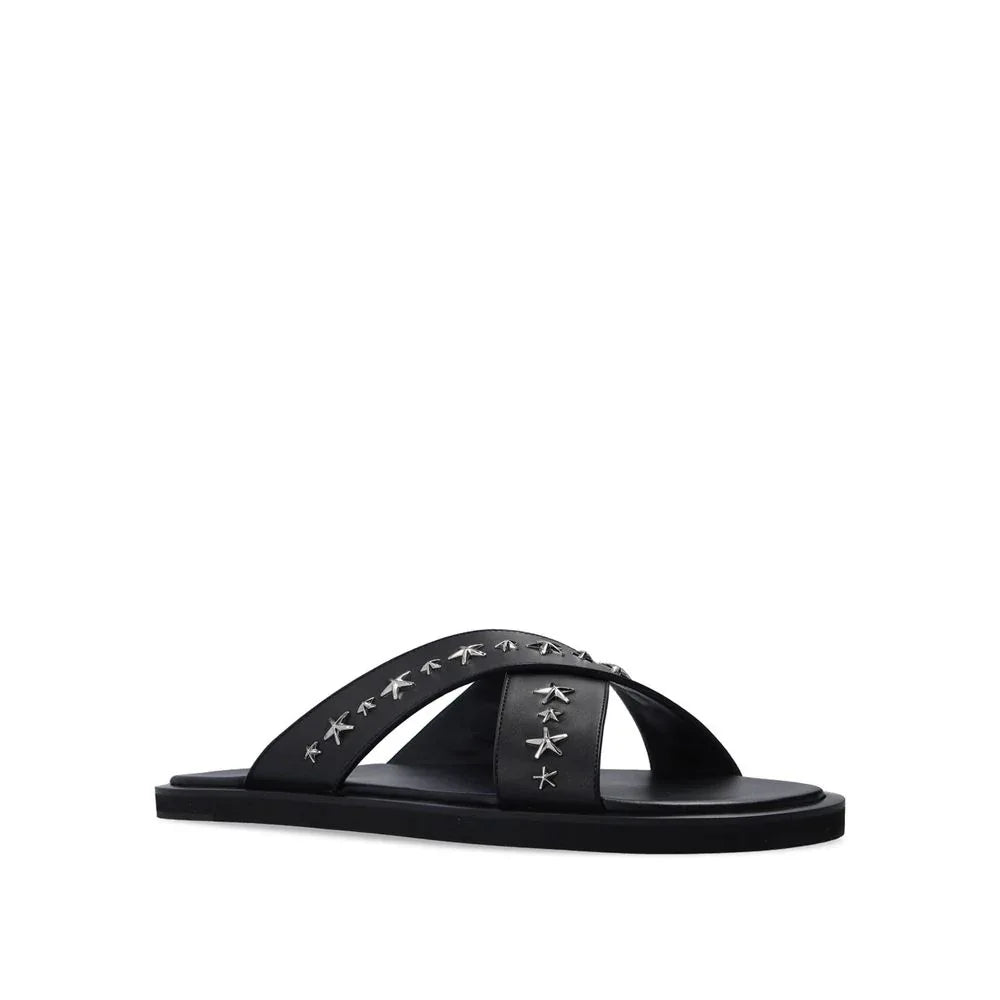 Jimmy Choo Black Calfskin Strap-On Sandals - Zeiniez