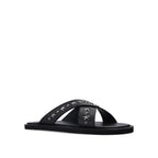 Jimmy Choo Black Calfskin Strap-On Sandals - Zeiniez