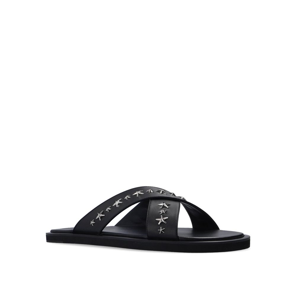 Jimmy Choo Black Calfskin Flat Sandals - Zeiniez