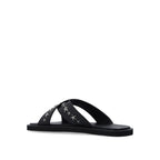 Jimmy Choo Black Calfskin Strap-On Sandals - Zeiniez