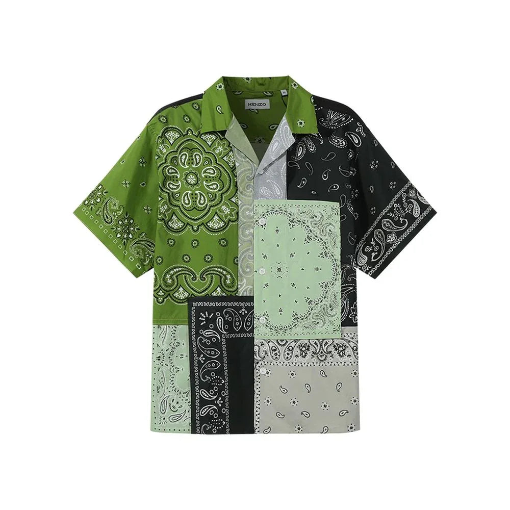 Kenzo Bicolor Cotton Shortsleeve Shirt - Zeiniez