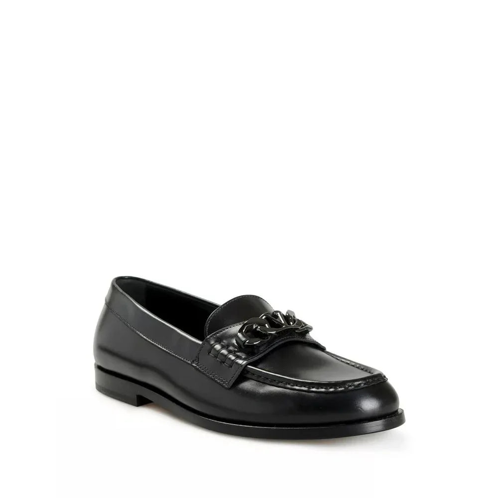 Valentino Garavani Black Leather Slip-On Loafers - Zeiniez