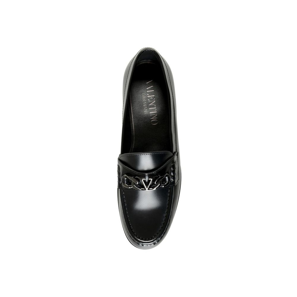 Valentino Garavani Black Leather Slip-On Loafers - Zeiniez