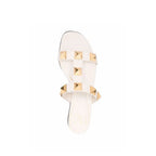 Valentino Garavani White Calfskin Flat Sandals - Zeiniez