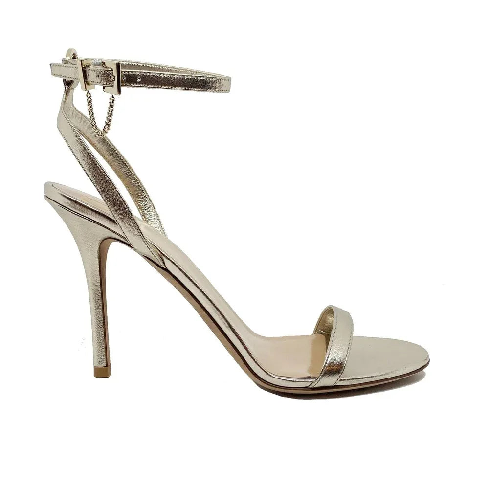 Valentino Garavani Gold Leather Stiletto Heel Sandals - Zeiniez