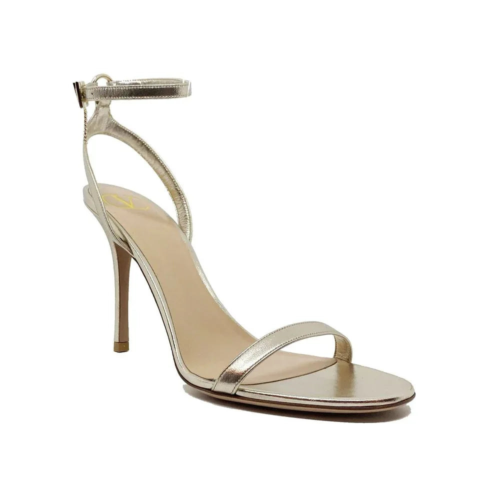 Valentino Garavani Gold Leather Stiletto Heel Sandals - Zeiniez