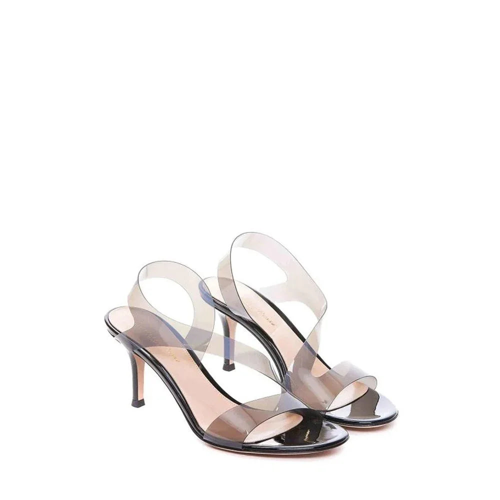 Gianvito Rossi Black Rubber Stiletto Heel Sandals - Zeiniez