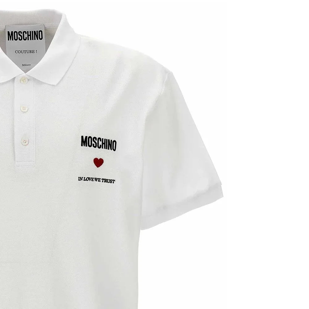 Moschino Couture White Cotton Polo Shirt - Zeiniez