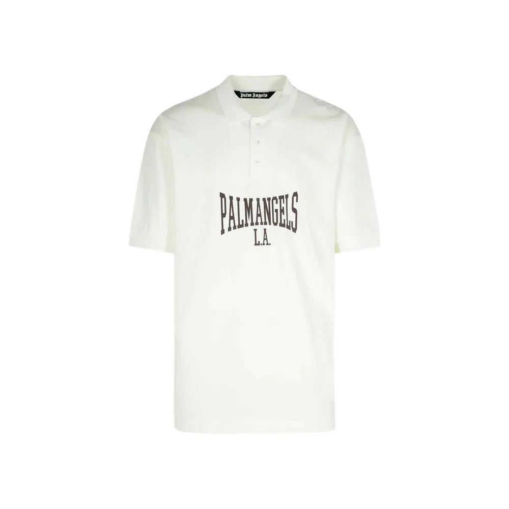 Palm Angels White Cotton Polo Shirt - Zeiniez