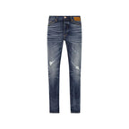 Palm Angels Blue Cotton Straight-Leg Jeans - Zeiniez