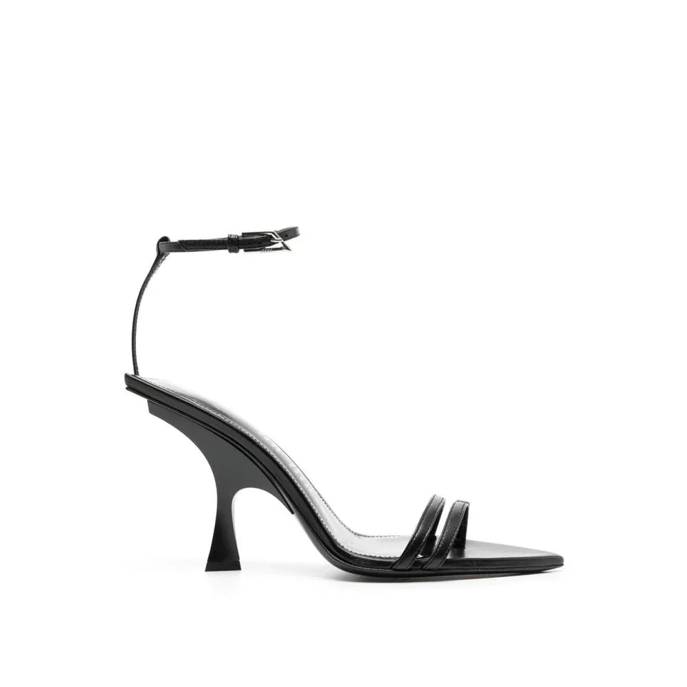 The Attico Black Silk Stiletto Heel Sandals - Zeiniez
