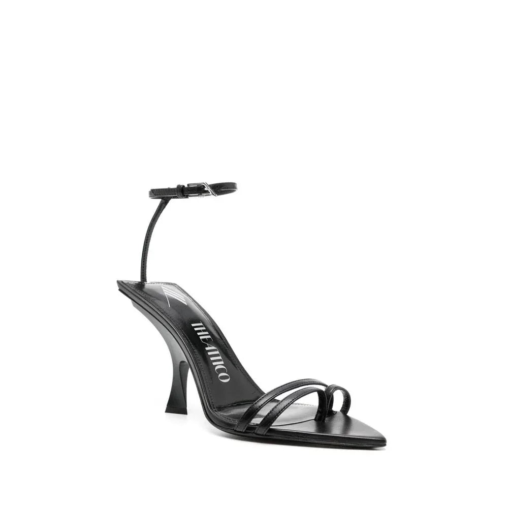 The Attico Black Silk Stiletto Heel Sandals - Zeiniez