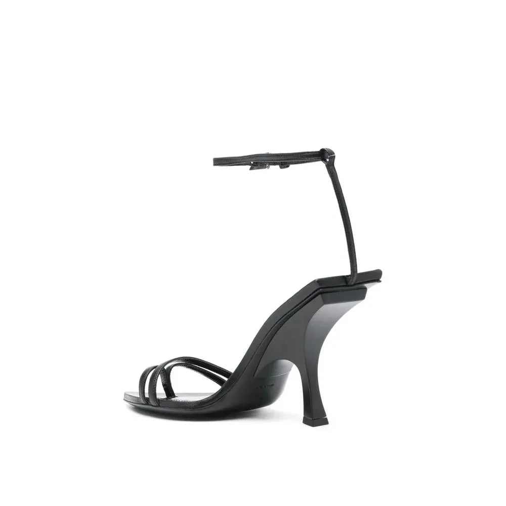 The Attico Black Silk Stiletto Heel Sandals - Zeiniez