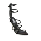 Versace Black Calfskin Stiletto Heel Sandals