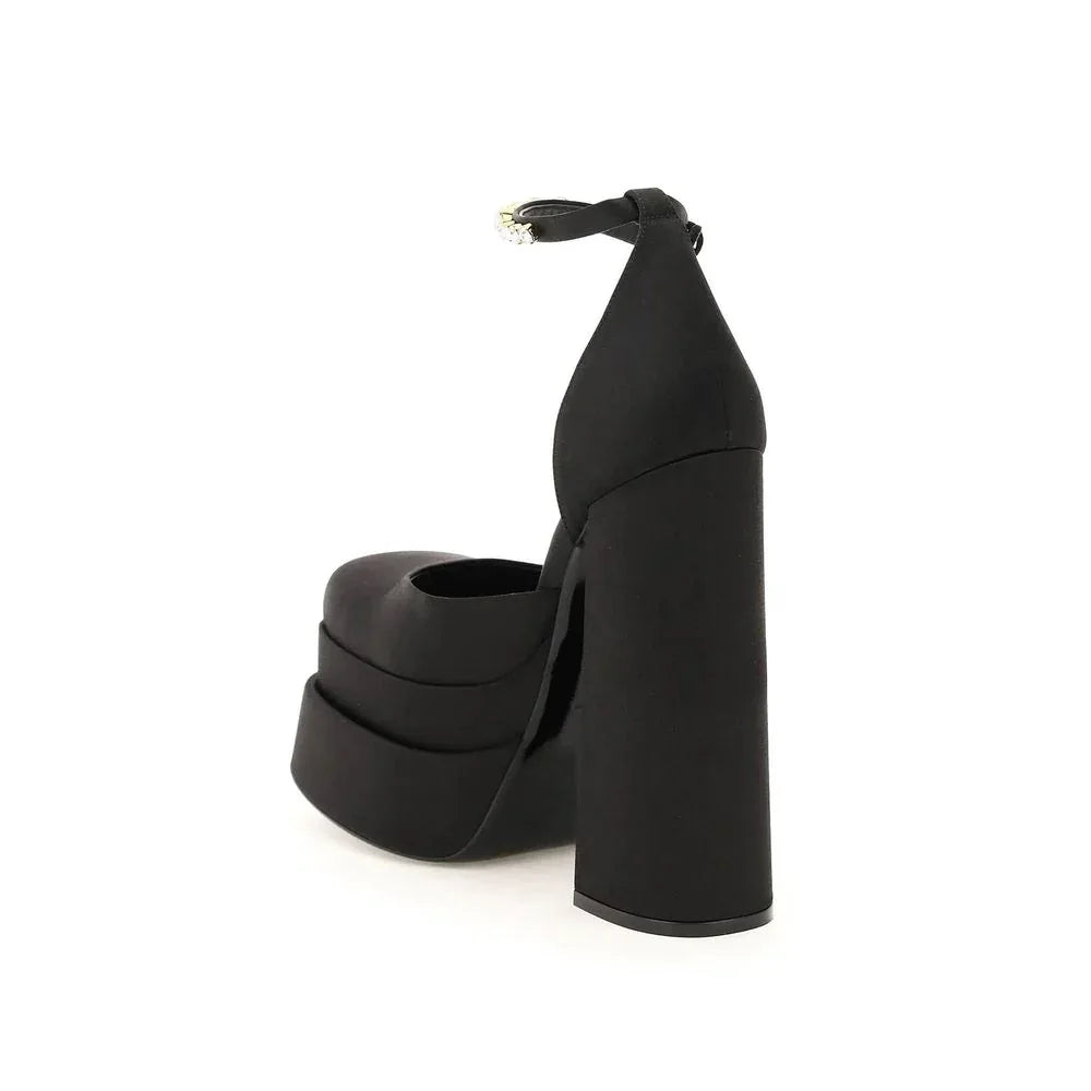 Versace Black Silk Platform Pumps - Zeiniez