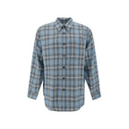 Ami Paris Blue Virgin Wool Pattern Shirt - Zeiniez