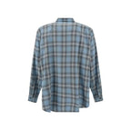 Ami Paris Blue Virgin Wool Pattern Shirt - Zeiniez