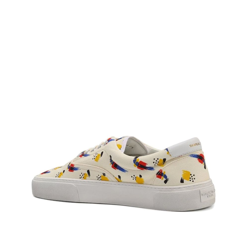 Saint Laurent White Canvas Low Top Sneakers