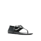 Saint Laurent Black Calfskin Flat Sandals