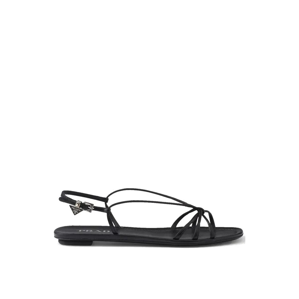 Prada Black Calfskin Strap-On Sandals - Zeiniez