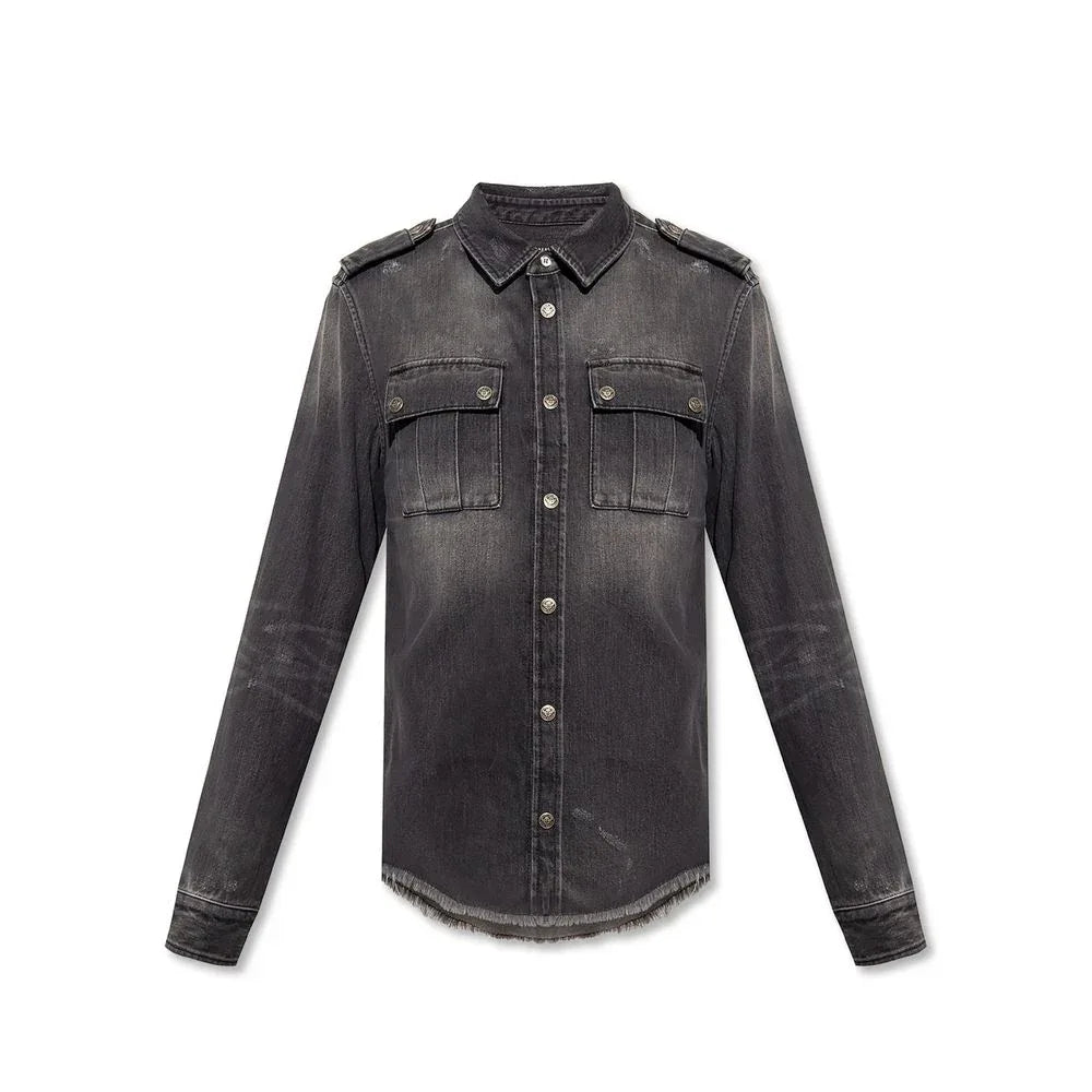 Balmain Black Denim Shirt - Zeiniez