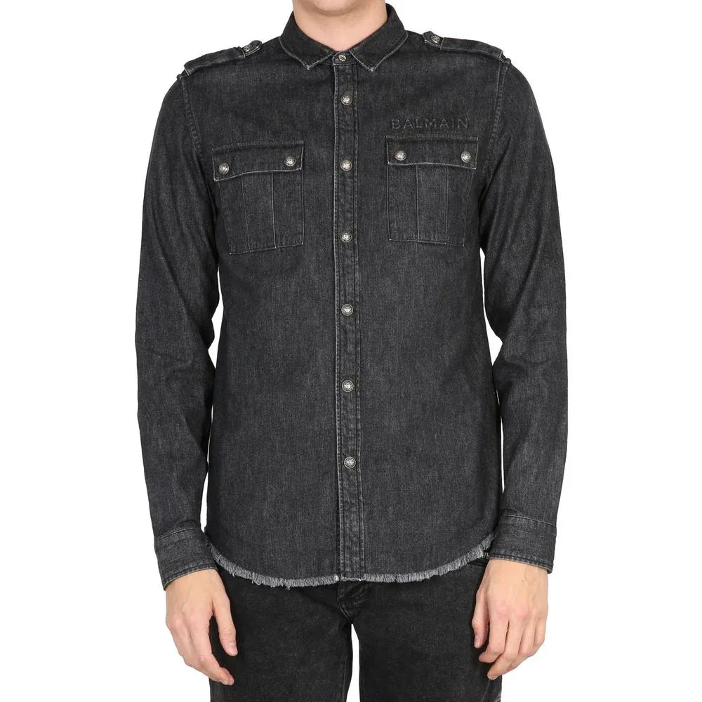 Balmain Black Denim Shirt - Zeiniez
