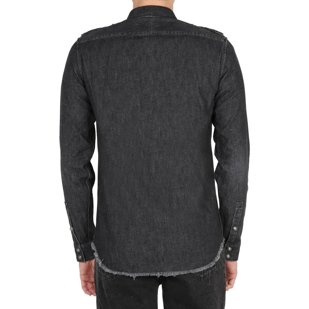 Balmain Black Denim Shirt - Zeiniez