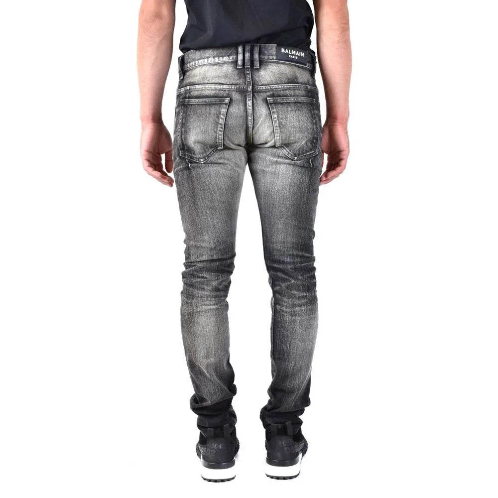 Balmain Black Cotton Skinny Jeans - Zeiniez