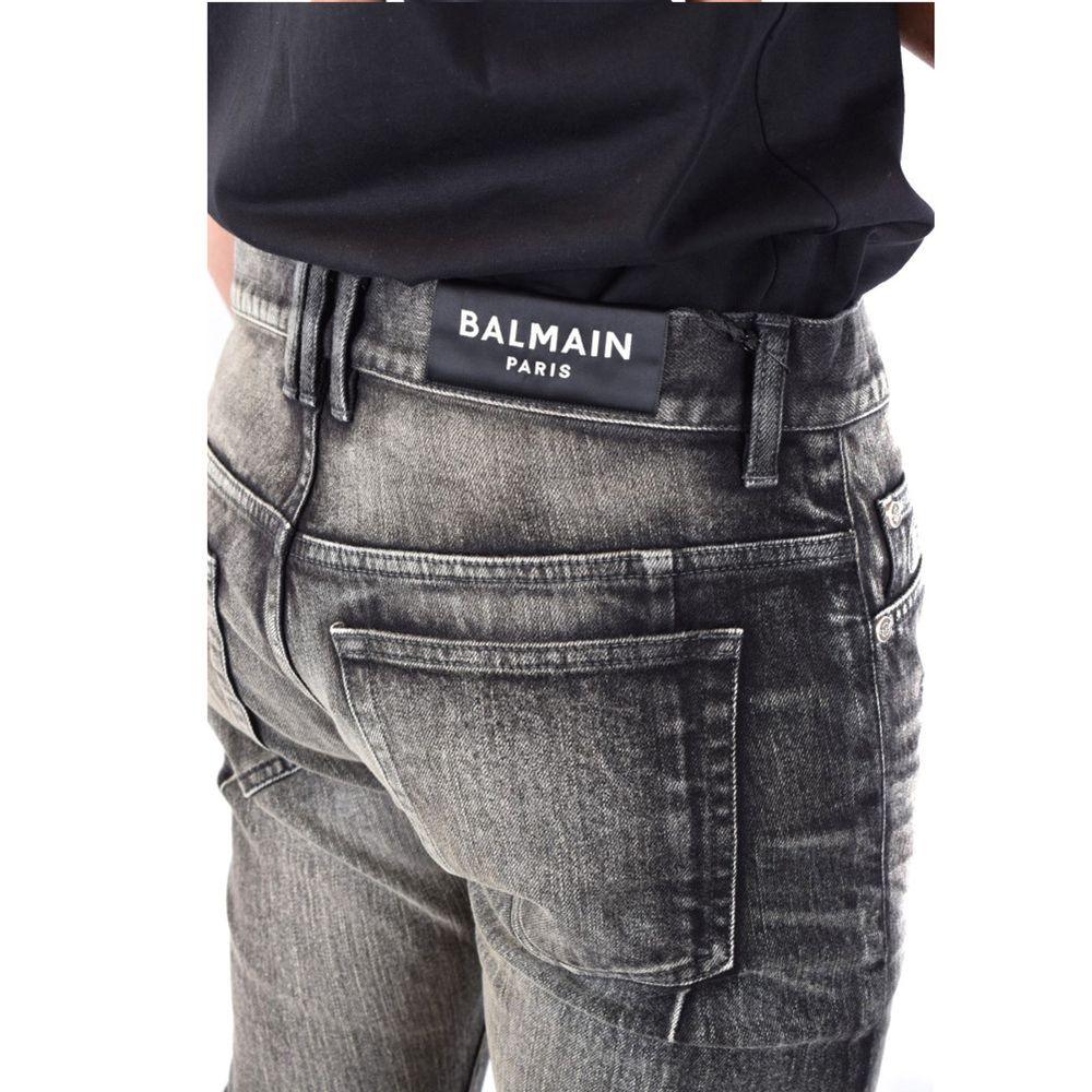 Balmain Black Cotton Skinny Jeans - Zeiniez