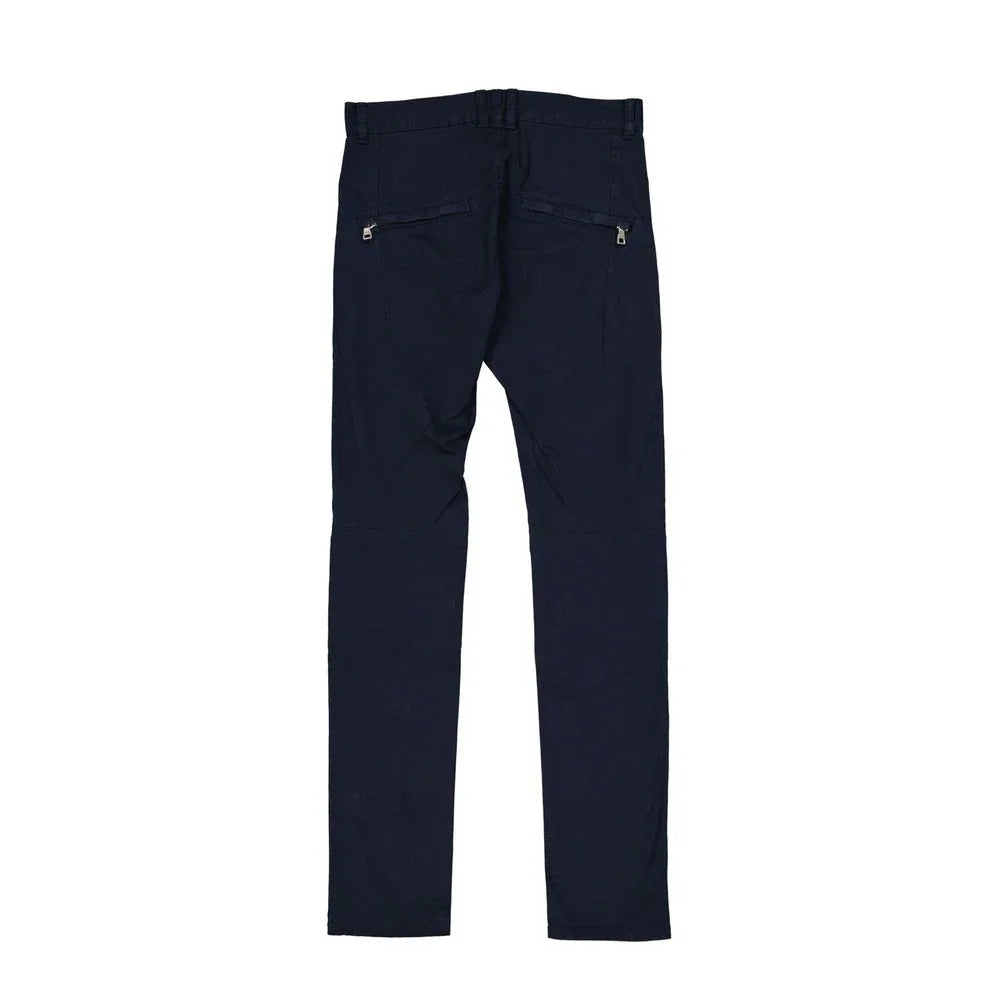 Balmain Blue Cotton Casual Pants - Zeiniez