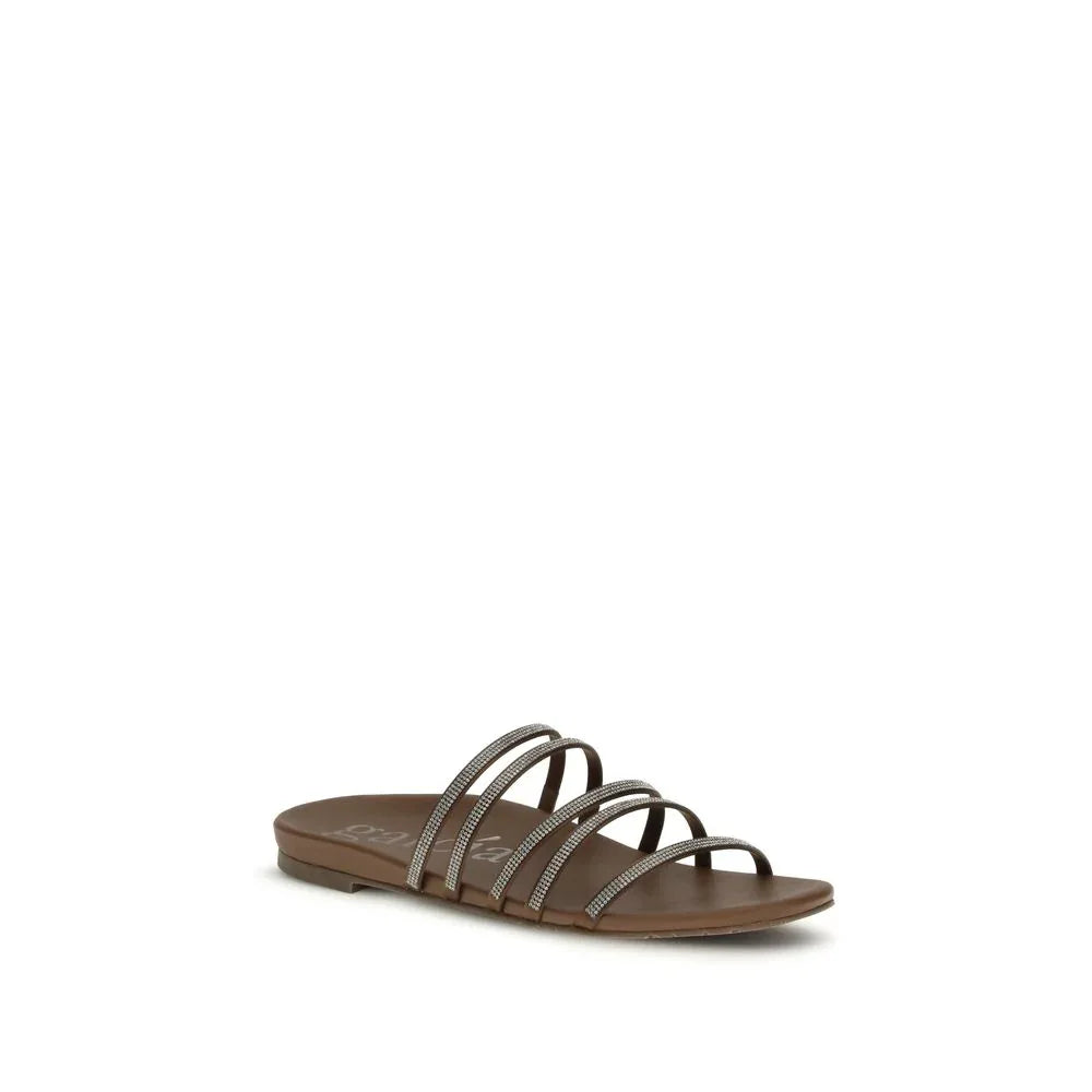 Pedro García Brown Calf Leather Bos Taurus Flip-Flop Sandals - Zeiniez