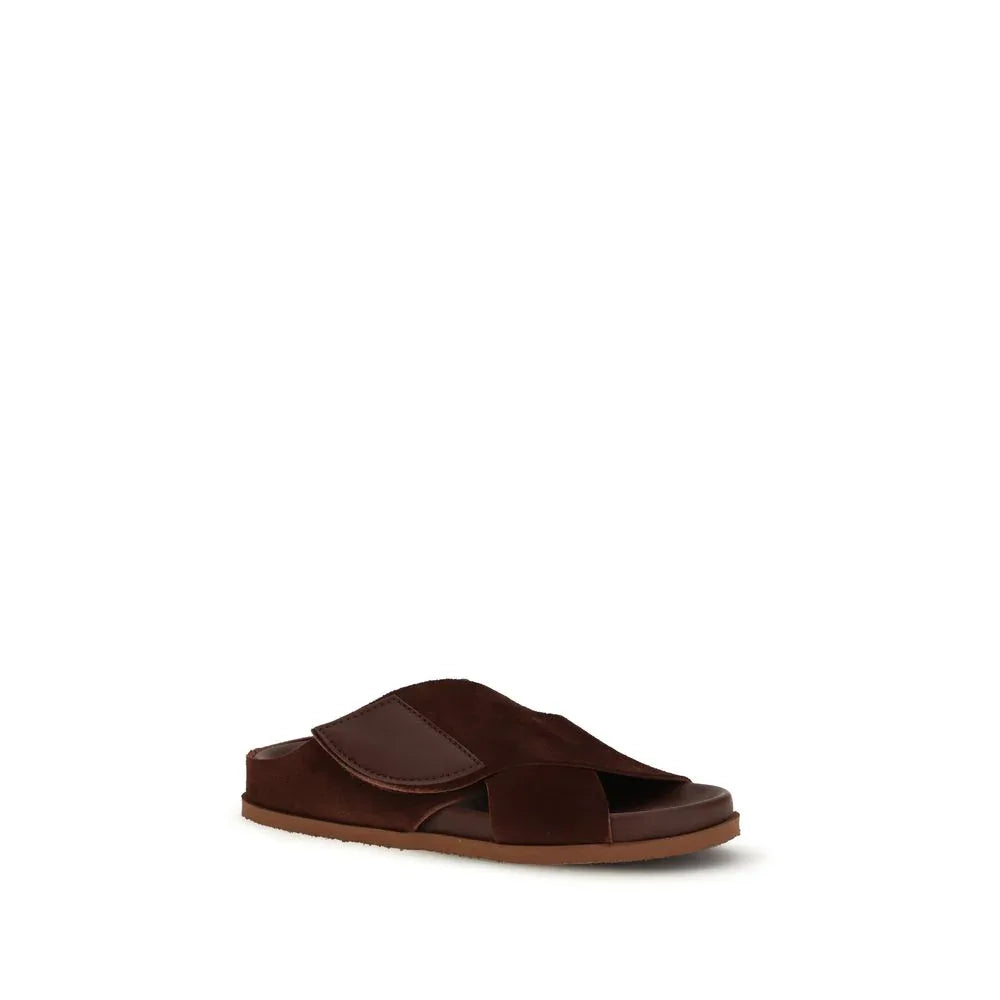 Pedro García Brown Velvet Sandals - Zeiniez
